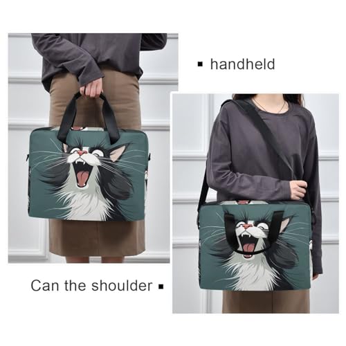 Maletín para laptop 15.6'' con diseño de gato y asas miniatura 2
