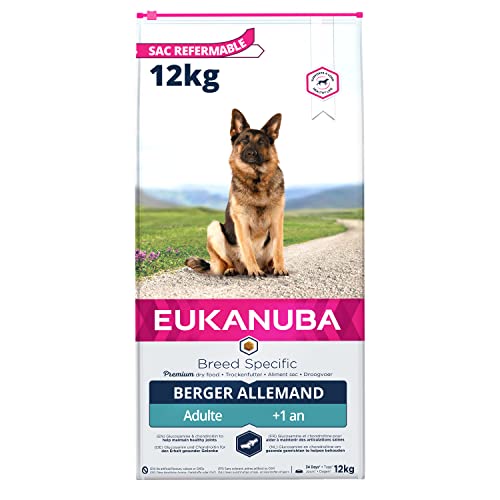 Eukanuba Croquettes Premium pour Chiens Berger Allemand, Berger Belge - Recommandé par les vétérinaires - 100% Complètes et Equilibrées – Enrichies en L-Carnitine - Au Poulet - 12kg