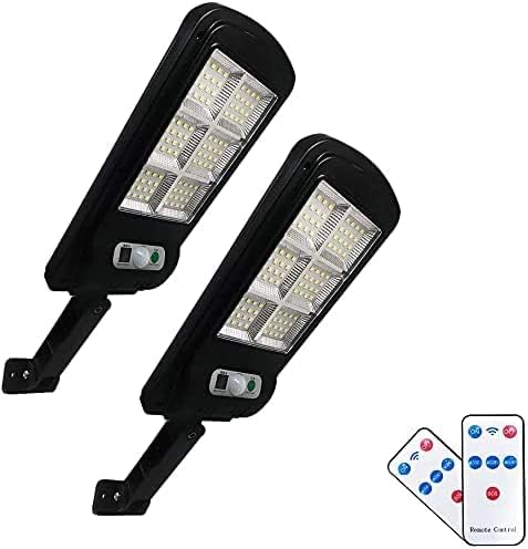 Elemy Solar Street Light 2Pack Remote Control Solar Parking Lot Light 96 LED IP65 Outdoor Motion Sensor Solar Security Light with 3 Lighting Modes for Garde