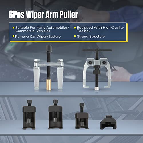 6Pcs Wiper Arm Puller Doesn't Damage The Wiper Arm Removal Tool Strong Structure Windshield Wiper Arm Removal Tool With Toolbox Battery Terminal Puller Compatible With V.w/B.mw/F.ord/H.onda/P.orsche #TOP1