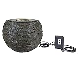 Aquascape Fire and Water Stacked Slate Sphere Fountain 32 inches Outdoor Fire & Water Feature, Durable Fiber-Resin, Auto-Ignite Flame Control, Easy Installation, 58093