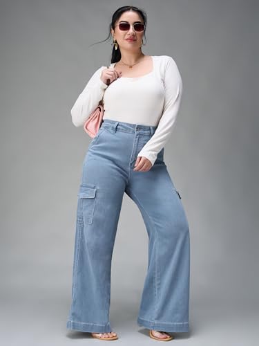 Image of Miss Chase A+ Women's Wide Leg High Rise Regular Stretchable Denim Jeans