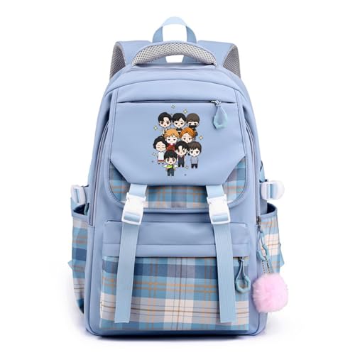 Sac à dos coréen pour garçons et filles style preppy bleu décontracté