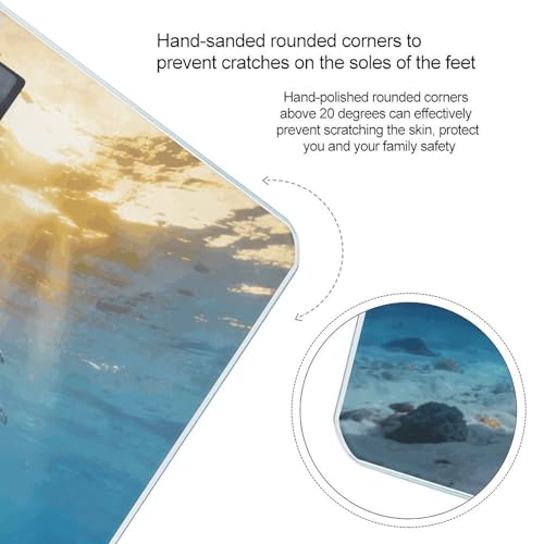 Báscula digital para baño con temática oceánica y vidrio templado miniatura 4