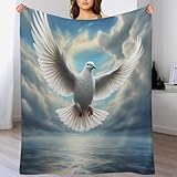 AAPZY Weiße Taube Kuscheldecke Flauschige Decke Decke Vier Jahreszeiten Wohndecke Dicke Sofadecke Couchdecke Weiche Fleecedecke Flannel Sofaüberwurf Tagesdecke Für Bett/Sofa （130×150cm）