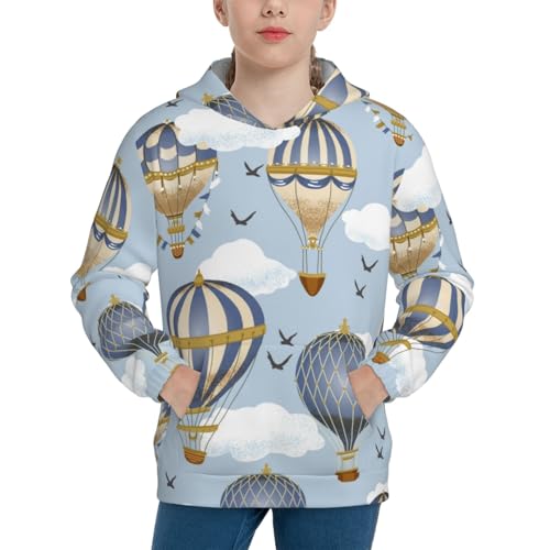 Balloon Vintage Kid Hoodies Boys Sweatshirts Girls Pullover with Pocket