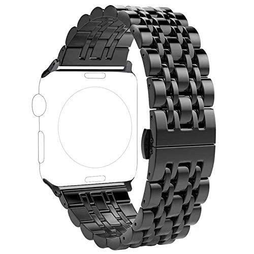 Pulseira Metal 7 Elos compatível com Apple Watch 45mm 44mm 42mm - Marca LTIMPORTS (Preto)