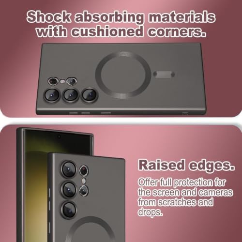 Image of DIZORO Samsung S25 Ultra Case, Compatible with Mag Safe Back Cover, Matte Luxury Metallic Luster Flexible TPU Wireless Charging Shockproof Case with Camera Protector (Metallic Silver)