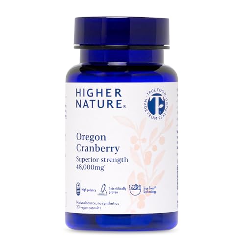 Higher Nature - Oregon Cranberry Supplement - 48,000mg Superior Strength - UTI Support for Women & Men - True Food® Formula - High Strength Cranberry Concentrate 200x - Sugar Free - 30 Capsules