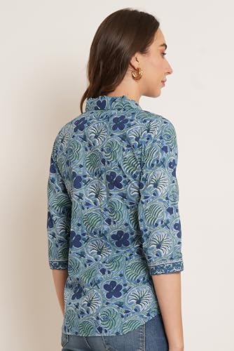 Image of COTLAND Fashions Jaipuri Cotton Floral Printed Shaded Shirt for Women (Top Style)