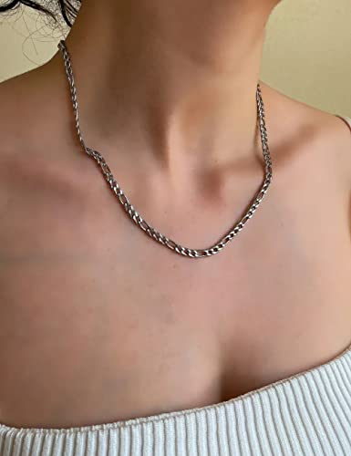 5mm Silver Figaro Chain Necklace for Men Womens Necklace Chains Stainless Steel Chains for Men and Women Mens Chain 18-26 Inch3