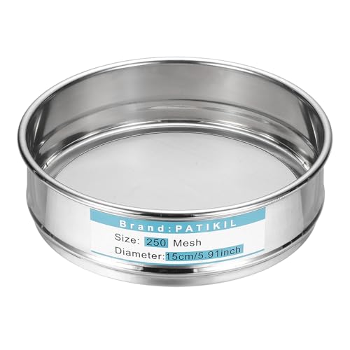 PATIKIL Lab Sieve 250 Mesh 0.035mm 5.9"/15cm Diameter Sifting Screen
