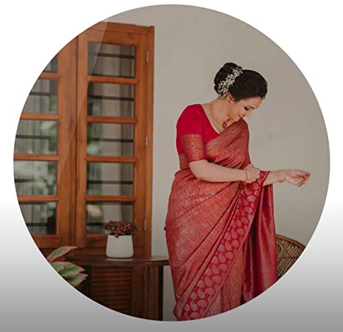 Image of Flosive Women's Present Banarasi Soft Lichi Silk Saree Beautiful Jacquard Rich Pallu Design Work Zari Woven Kanjivaram Silk Style Saree With Soft Lichi Silk Blouse Piece Ayn Royal Mix