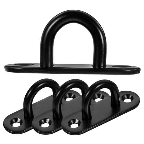 Abaodam 4 Piezas Anillo Colgante de Gancho montado pestillo de Gancho Ganchos para Colgar Montar Placa del Ojo de la Almohadilla Gancho de Pared de Acero Inoxidable Black