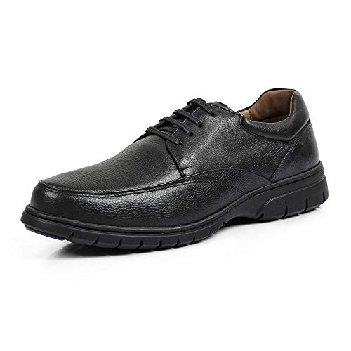 Sapato Linha Extremo Conforto Couro Floater Sem-stress Medical Line - 0503 - Preto Cor:Preto;Tamanho
