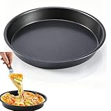 Bandeja Pizza Horno 23 cm, 9 pulgadas Molde Pizza Redonda, Plato Pizza para Horno de Acero Carbono, Altura 2cm, Soporte Pizza Antiadherente, para Hornear Tartas, Pizza, Tarte Flambée, Tarta Queso