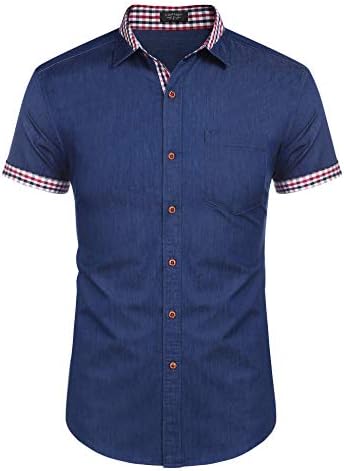 COOFANDY Men’s Casual Dress Shirt Button Down Shirts Long-Sleeve Denim Work Shirt
