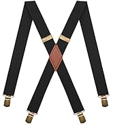 Amazon | [メンデンス] サスペンダー メンズ X型 ブラック 無地 3.5