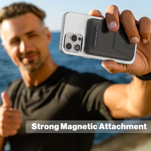 Image of AOGUERBE Magnetic Power Bank, 10000mAh Wireless Portable Charger with Stand | 22.5W PD Fast Charging for Magsafe Battery pack, LED Display, Travel Essential Magnetic Phone Charger for iPhone 17-12 Series