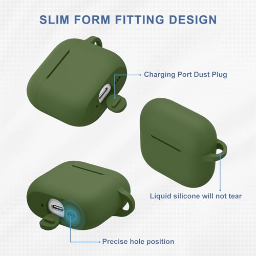 Image of Tobfit Case for AirPods 4 Case Cover 2024 with Lanyard & Keychain, Soft Silicone Protective Case for Apple AirPods 4th Generation, Full Protection, Support Wireless Charging, Grass Green