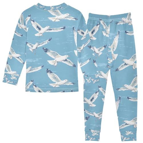 senya Seagull Flying The Sky Pajamas Set Long Sleeve Soft Cotton Sleepwear 2 Piece2