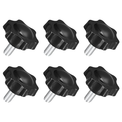 uxcell 6Pcs M8 x 16mm Star Knobs, Plastic Hex Shaped Clamping Knob Screw Hand Tightening Replacement Knob for Umbrella Base Replacement knob