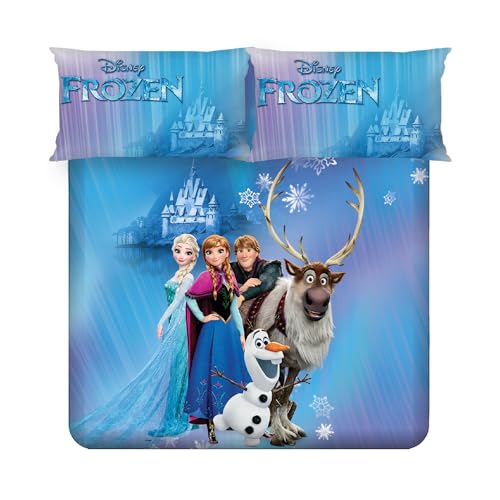 Image of Sassoon Disney Frozen Digital Printed 100% Cotton Bedsheet with 2 Pillow Covers in 300TC