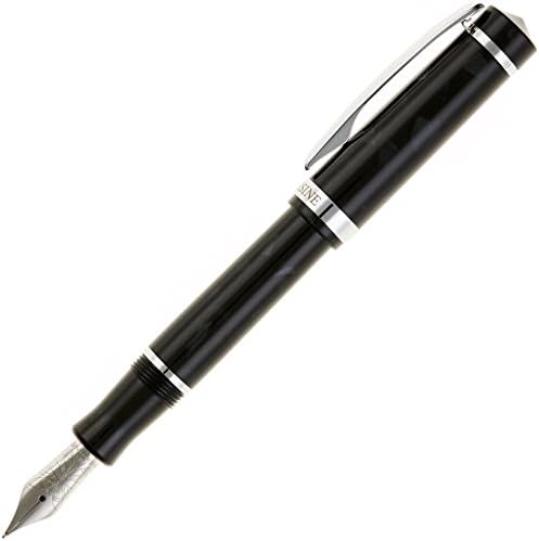 Nemosine Singularity Fountain Pen, 0.6mm Calligraphy German Nib, Black Marble (NEM-SIN-08-6)