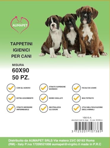 100 TAPPETINI ASSORBENTI IGIENICI PER CANI 60X90 TRAVERSE PER CANE E GATTI AUMAPET