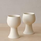 WENSHUO Ceramic Goblet, Wine Glasses Set of 2, 10 oz (Matte Crème)