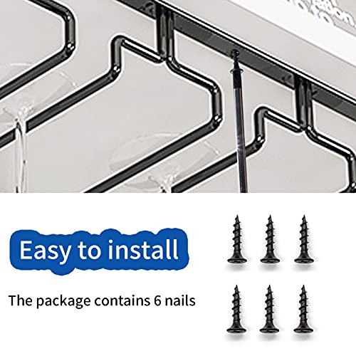 Wine Glass Holder Under Cabinet,2 Pack Wine Stemware Holder,Wine Glass Rack,3 Rows Black Metal Wine Glasses Hanger,Wine Glass Holder Storage Under Shelf,Wine Glass Rack For Kitchen Bar #TOP2