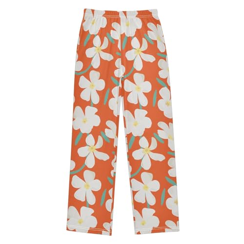 ZZKKO Tropical Plumeria Flower Boys Pants for Kids Jogger Pants with Pockets S-XL