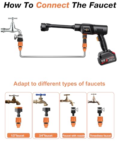 OMGEXTRD Cordless Car Washer 1250PSI Cordless Car Washer with 6-in-1 Nozzle, 17FT High-Elastic Hose,Home Portable Handheld Car Washer Cleaner thumbnail 7
