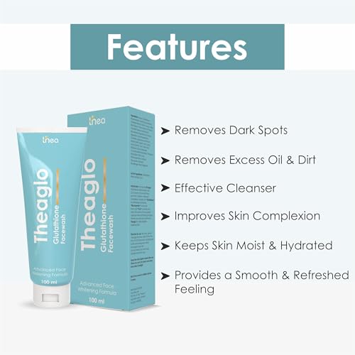 Image of Theaglo Glutathione Face Wash 100ml | Enriched with Niacinamide, Aloe Vera, Multani Mitti & Glycerin | Enhances Natural Radiance | Remove Dark Spots, Pigmentation, Aging & Tan | Whitening, Brightening & Glowing Skin