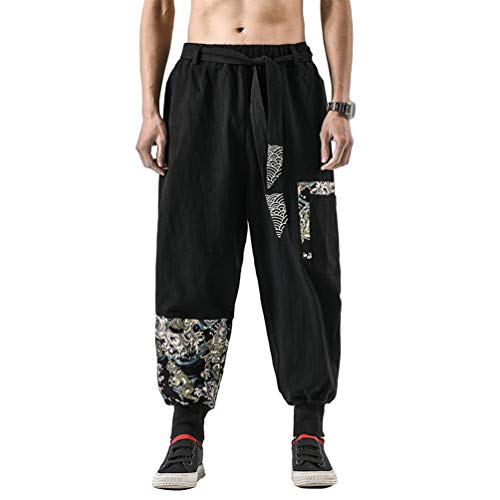 HAORUN Men Chinese Kung Fu Pants Tai Chi Bottoms Trousers Lace Up Loose