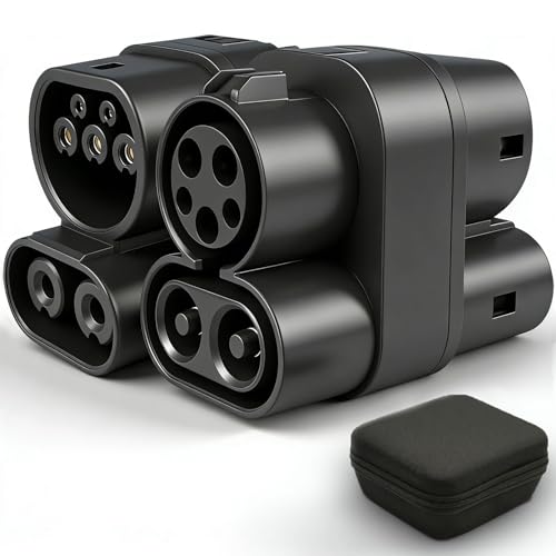 BTUYDTUY CCS1 to CCS2 Adapter EV Charger Adpater DC 1000V 250A and AC 32A EV Charger Connector Type 1 to Type 2 Adapter SAE j1772 to IEC62196(Black)