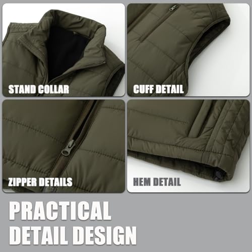 Image of Msmsse Men's Outerwear Vests Winter Quilted Padded Vest Gilet Stand Collar Warm Puffer Vest