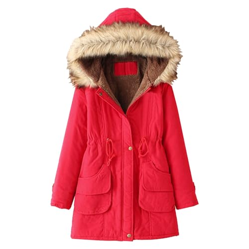 Manteau chaud femme pour trajets d'hiver avec capuchon à fourrure protecteur