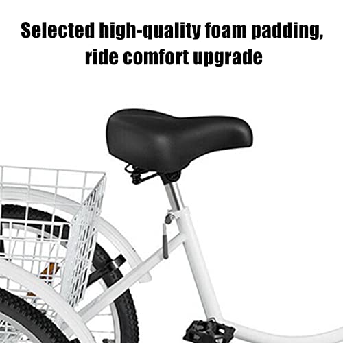Mountain Bike Kids 10 15 3 Wheeled Bike with Basket for Seniors, Women, Men. Adult Rear Bicycle Rack (White, One Size)