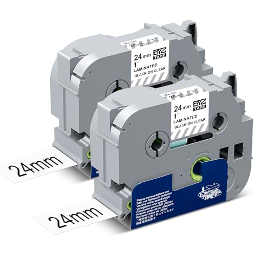 Cinta de etiquetas transparente laminada de 24 mm compatible con Brother TZ