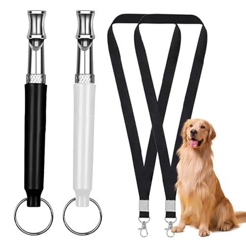 2 Stück Hundepfeife Rütter Rückruf für Hochfrequenz Lautlos Hundepfeifen Hund Dog für Hundetraining Whistle Adjustable Bellen Gegen,Hilfsmittel Pfeife Hund Rückruf Hunde Hundeklicker Lanyard