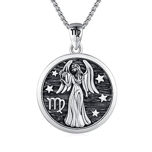Unisex Zodiac Sign Necklace 925 Sterling Silver Constellation Pendant Necklaces,Horoscope Zodiac Jewelry Birthday Gift for Women