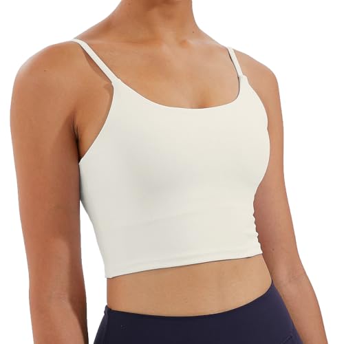 Image of Women's Strappy Stretch Sports Bra Longline Yoga Tank Top Fitness Bra Workout Camisole Crop Tops for Teen Girl