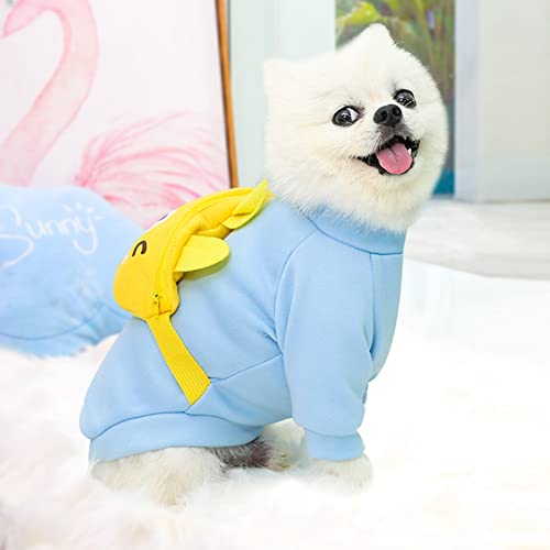 Cute Dog Clothes For Small Dogs Winter Sweater Warm Fleece Soft Pet Sweatshirt Print Cat Clothe, A01-Blue, Small #TOP1