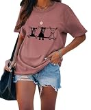 YourTops Three Goats Make Happiness Women T-Shirt (Rosy,Large,Large,Adult,Female,US,Alpha,Regular,Regular)