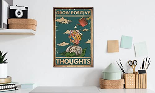 Grow Positive Thoughts Sign Women Mental Health Nostalgic Artsdecor, Teens Home Office Room Wall Decor 8 X 12 Inch (967) #TOP5
