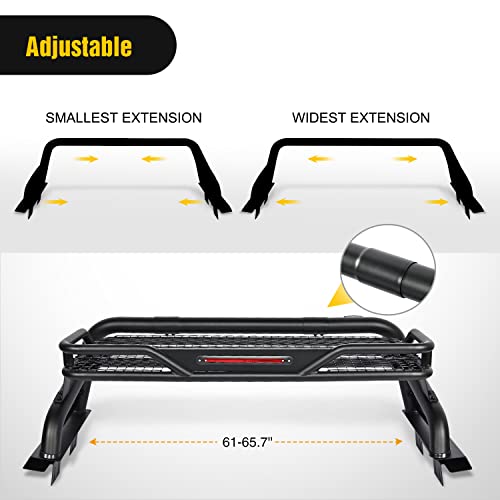 Image of Nilight Truck Bed Chase Rack Roll Bar Cargo Carrier Basket for 2002-2023 Dodge Ram1500 2014-2023 Chevrolet Silverado /GMC Sierra1500 2015-2023F150 2014-2023Tundra Fits Full Size Trucks