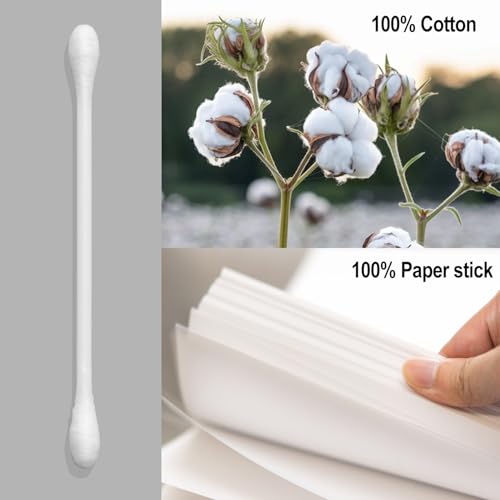 Image of Cotton Buds, Gentle Cotton Swabs for Personal Hygiene and Beauty - 200 Sticks (400 Swabs)