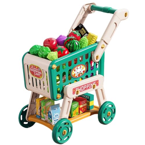 AOUTNショッピングカート おもちゃ 車輪付き 手押し車 おままごと お買い物カート 食料品 果物 野菜 買い物ごっこ 女の子 男の子 買い物 スーパーカート 組み立て簡単 知育玩具 おもちゃ 室内&室外遊び ままごとセット クリスマスプレゼント ギフト