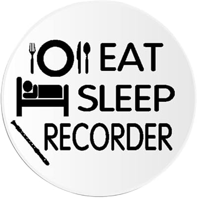 Eat Sleep Recorder - 10 Pack Circle Stickers 3 Inch - Music Musician